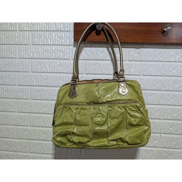 Unbranded Women's Green Snake Skin Embossed Multi Pocket Carry-on Bag New Withou - Picture 3 of 8